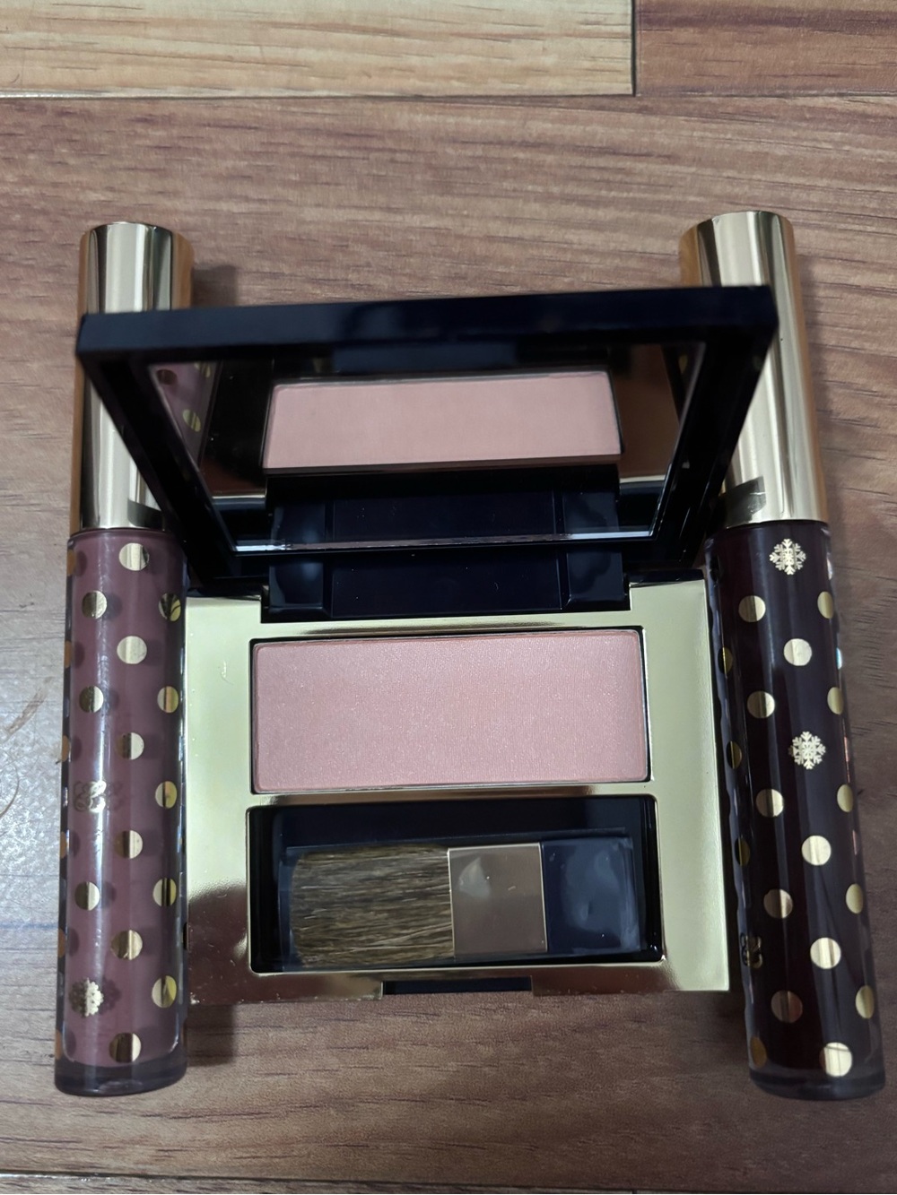 Estee Lauder bundle Powder Blush Compact and 2 special edition lip glosses